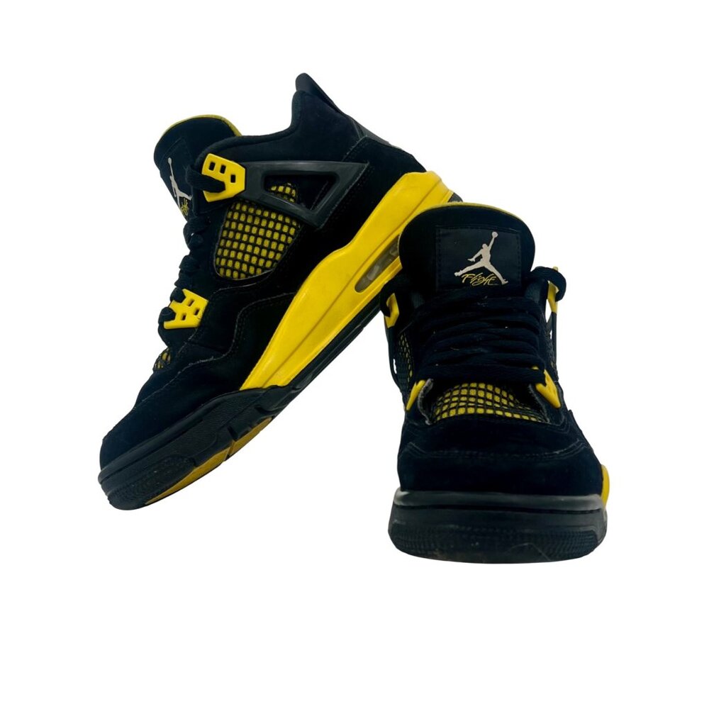 AUTHENTIC Air Jordan 4 Retro Thunder Black & Tour Yellow Sneakers • Women's 8.5 - Picture 12 of 16